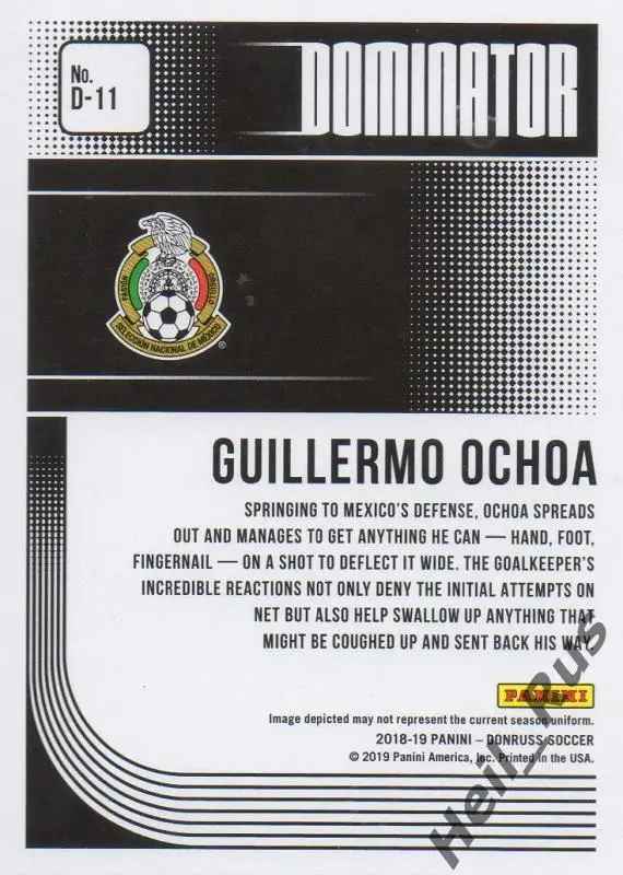 Футбол. Карточка Guillermo Ochoa / Гильермо Очоа (Мексика) Panini/Панини 2018-19 1
