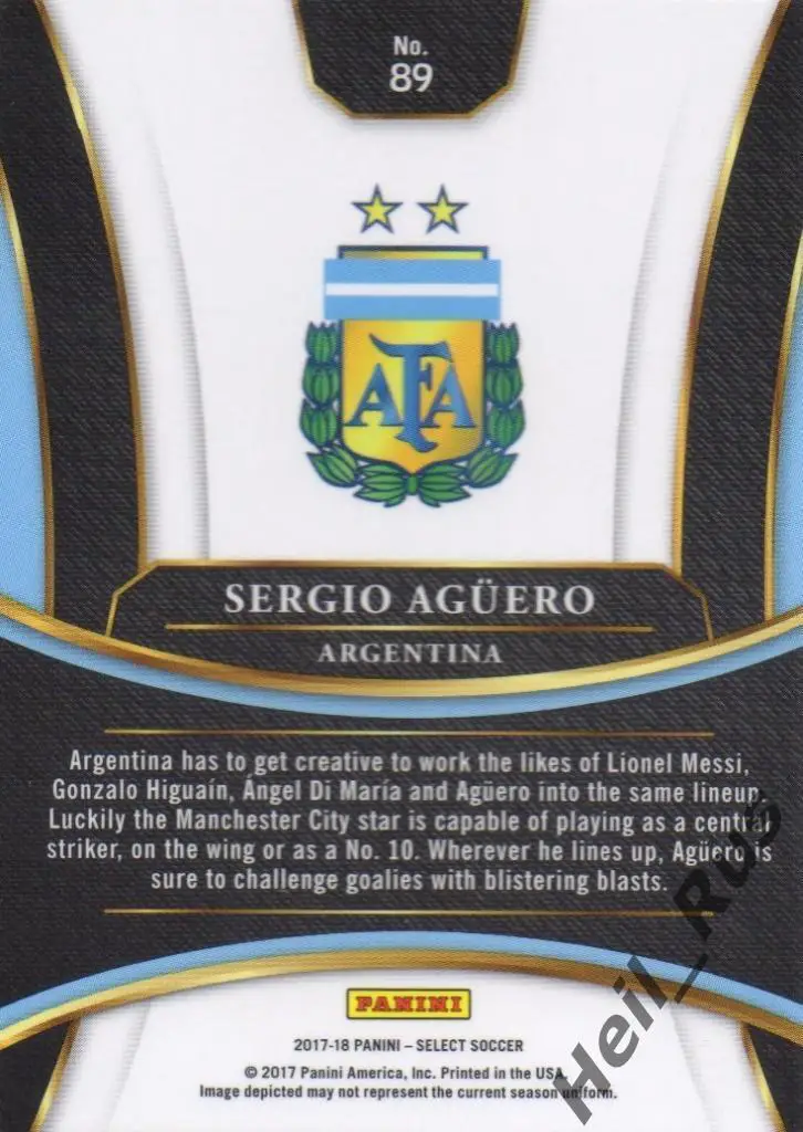 Футбол. Карточка Sergio Aguero/Серхио Агуэро (Аргентина, Манчестер Сити) Panini 1