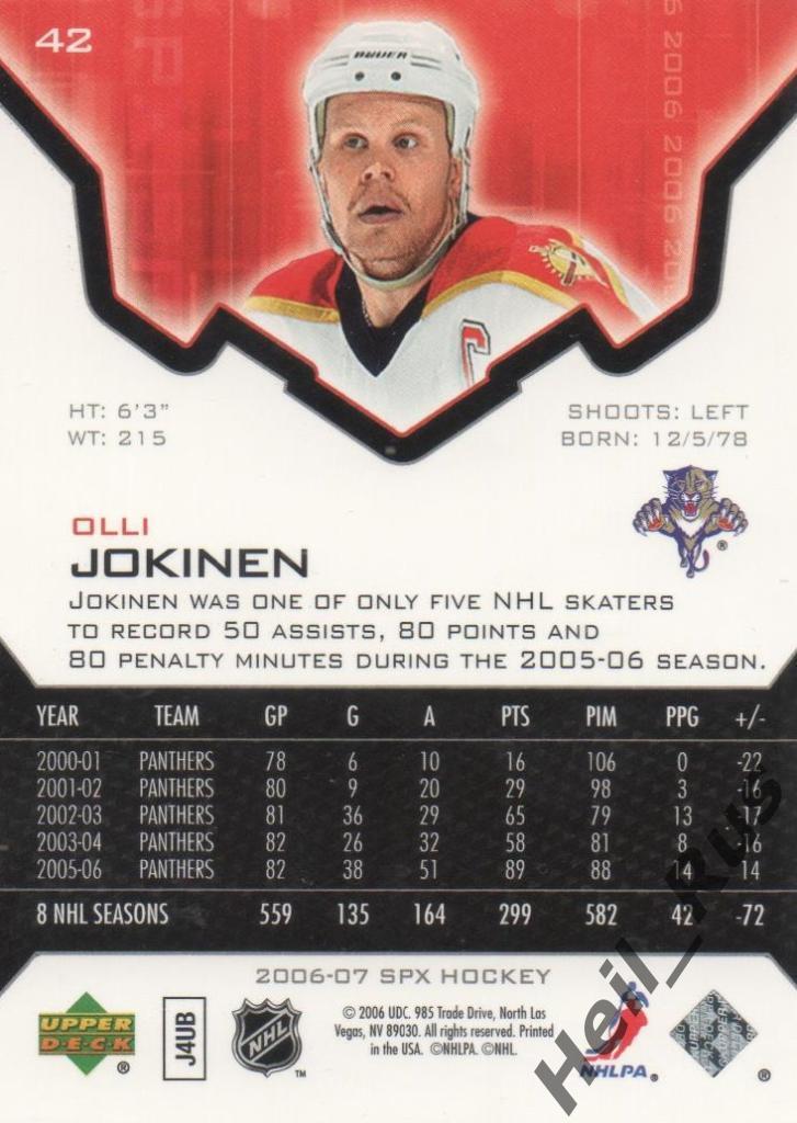 Хоккей. Карточка Olli Jokinen / Олли Йокинен (Florida Panthers/Флорида) НХЛ/NHL 1