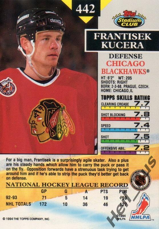 Хоккей. Карточка Frantisek Kucera/Франтишек Кучера (Chicago Blackhawks) НХЛ/NHL 1