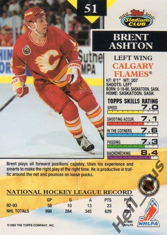 Хоккей Карточка Brent Ashton/Брент Эштон (Calgary Flames/Калгари Флэймз) НХЛ/NHL 1