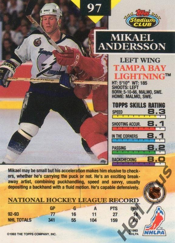 Хоккей Карточка Mikael Andersson/Микаэль Андерссон (Tampa Bay Lightning) НХЛ/NHL 1