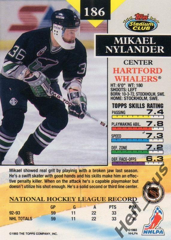 Хоккей Карточка Микаэль Нюландер Hartford Whalers/Хартфорд, СКА, Ак Барс НХЛ/NHL 1