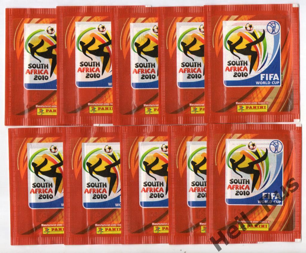Футбол. Наклейки / стикеры. 10 запечатанных пакетиков PANINI Чемпионат Мира 2010