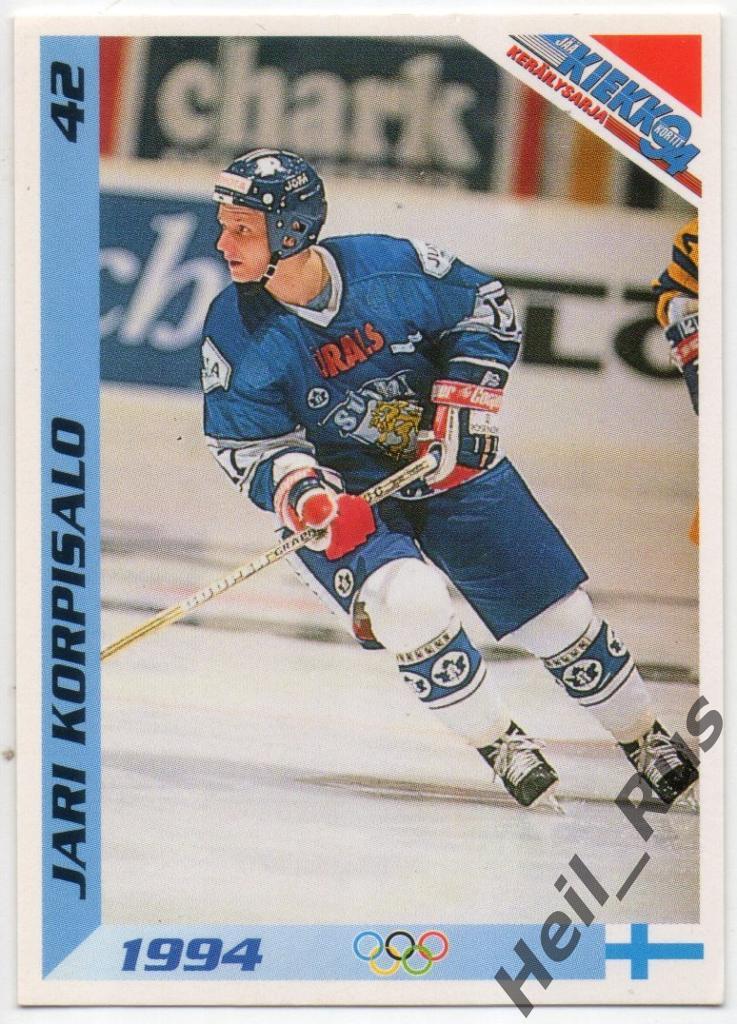 Хоккей. Карточка Jari Korpisalo / Яри Корписало (Финляндия, Эссят Пори) 1994