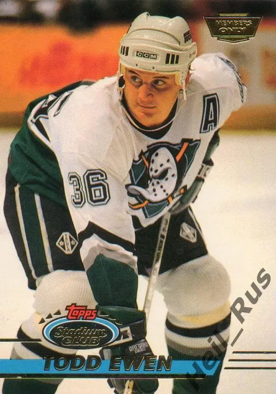 Хоккей. Карточка Todd Ewen/Тодд Юэн (Mighty Ducks of Anaheim / Анахайм) НХЛ/NHL