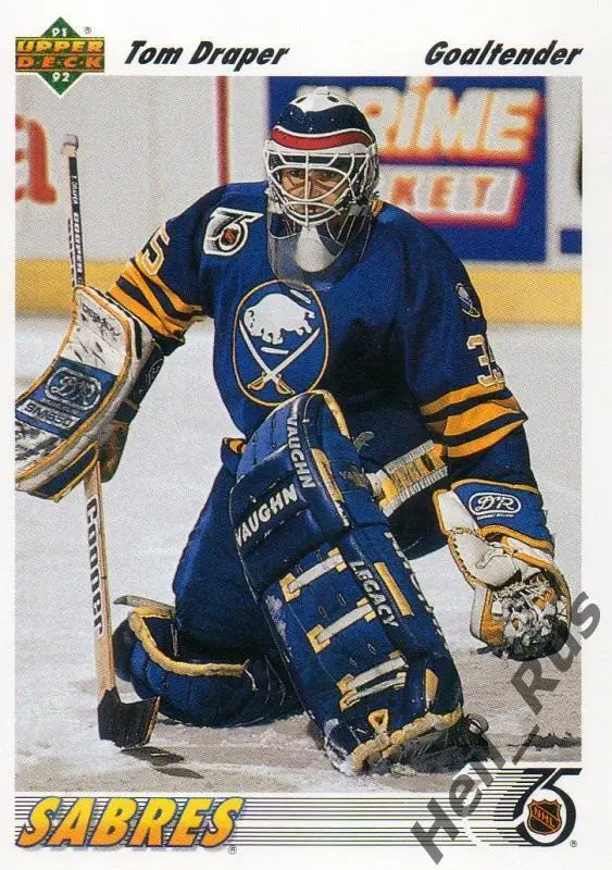 Хоккей Карточка Tom Draper/Томас Дрэйпер (Buffalo Sabres/Баффало Сейбрз) НХЛ/NHL