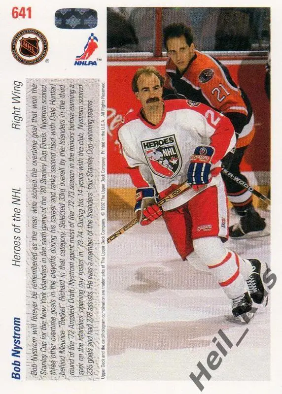 Хоккей Карточка Bob Nystrom/Бобби Нюстрем (New York Islanders/Айлендерс) НХЛ/NHL 1