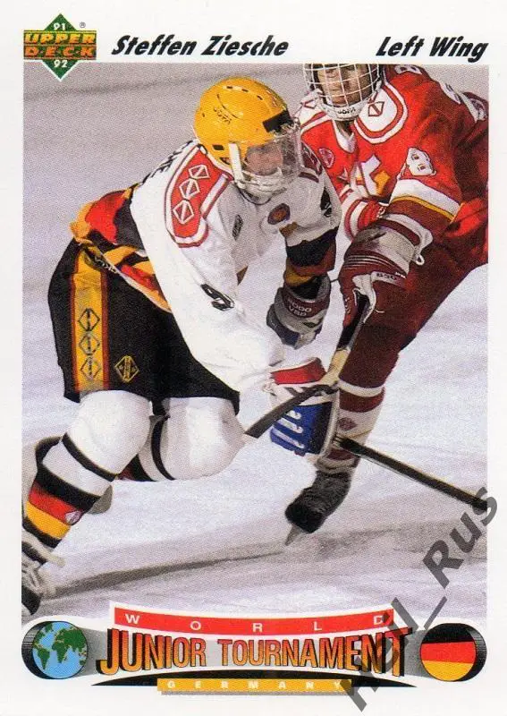 Хоккей. Карточка Steffen Ziesche / Штеффен Цише (Германия) 1991-92 Upper Deck
