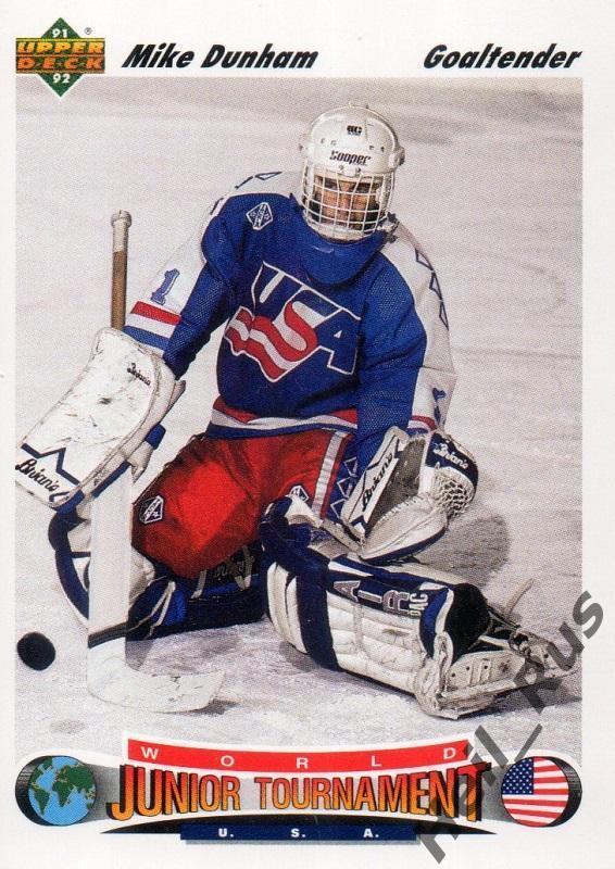 Хоккей. Карточка Mike Dunham / Майк Данхем (USA/США) НХЛ/NHL 1991-92 Upper Deck
