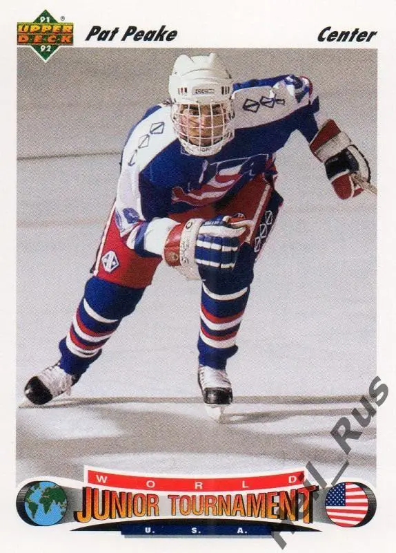 Хоккей. Карточка Pat Peake / Пэт Пик (USA/США) НХЛ/NHL 1991-92 Upper Deck