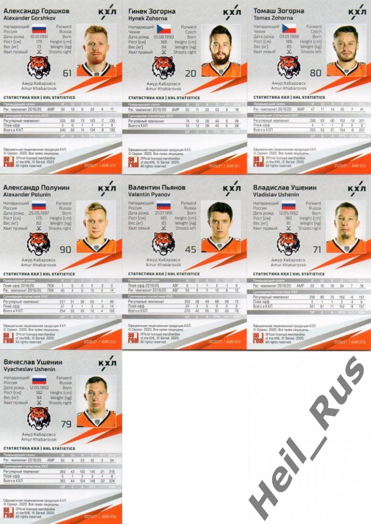 Хоккей Амур Хабаровск 16 карточек КХЛ сезон 2020/21 (Аликин, Лангхамер, Зогорна) 3