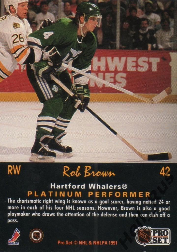 Хоккей. Карточка Rob Brown/Роб Браун (Hartford Whalers/Хартфорд Уэйлерс) НХЛ/NHL 1