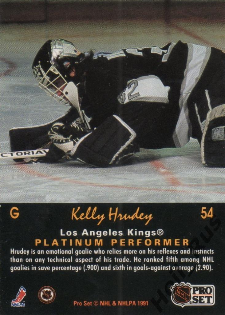 Хоккей. Карточка Kelly Hrudey / Келли Хруди (Los Angeles Kings/Кингз) НХЛ/NHL 1