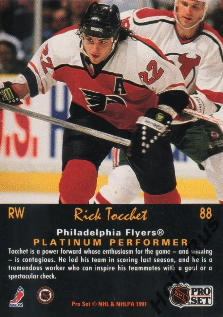 Хоккей. Карточка Rick Tocchet/Рик Токкет Philadelphia Flyers/Филадельфия НХЛ/NHL 1