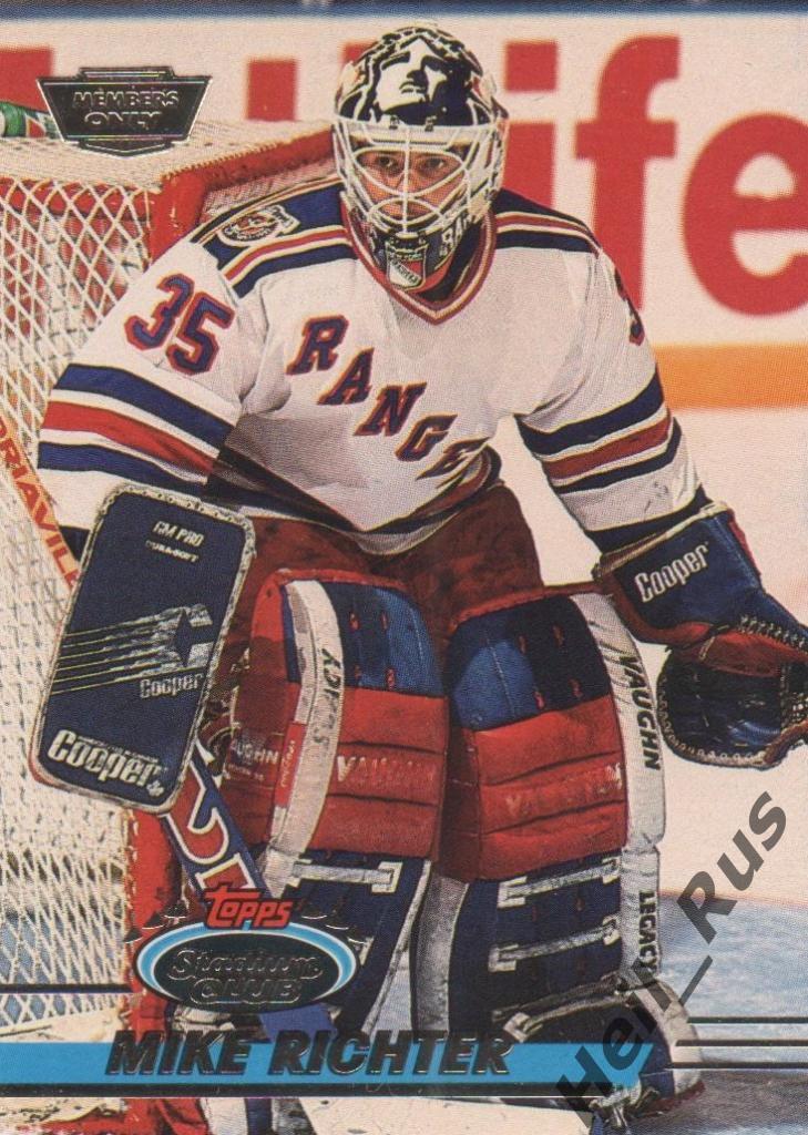 Хоккей. Карточка Mike Richter/Майк Рихтер (New York Rangers / Нью-Йорк) НХЛ/NHL