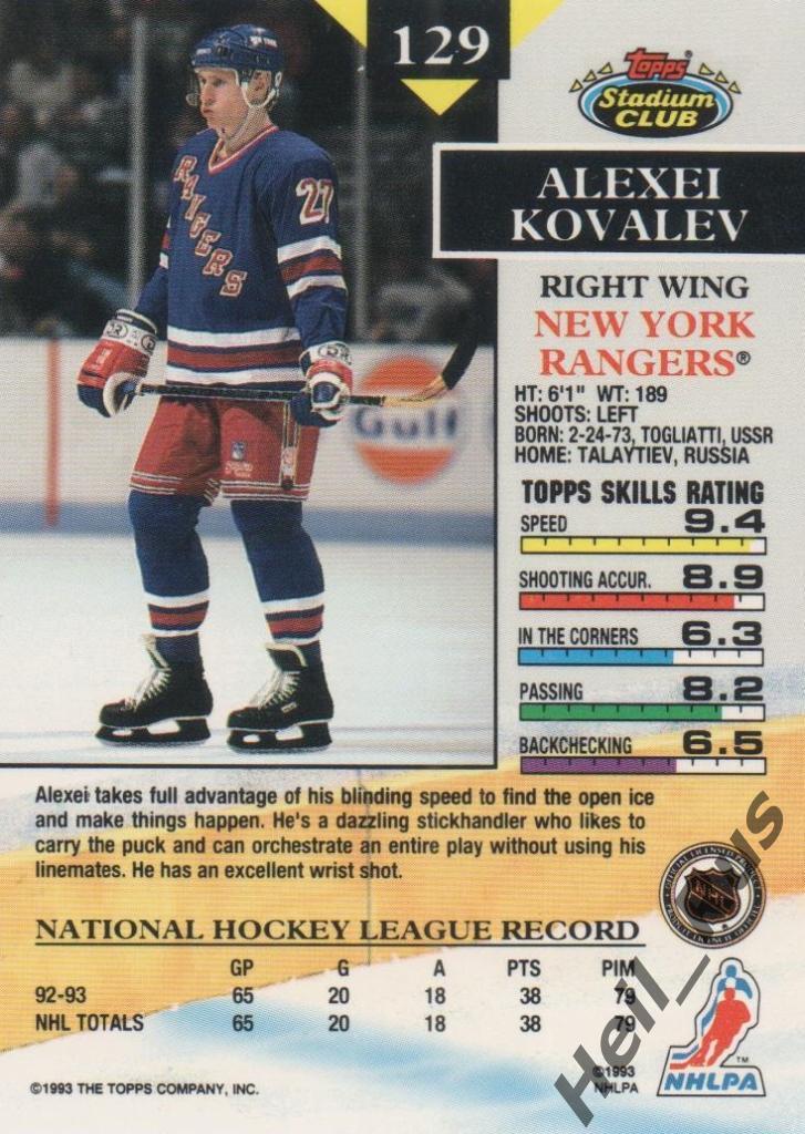 Хоккей Карточка Алексей Ковалев (New York Rangers, Динамо, Лада, Атлант) НХЛ/NHL 1