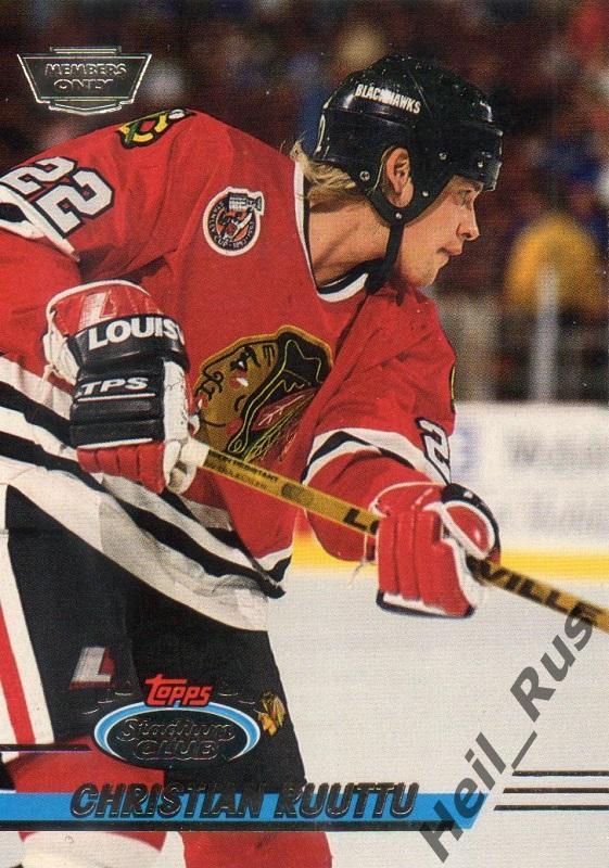 Хоккей. Карточка Christian Ruuttu / Кристиан Руутту (Chicago Blackhawks) НХЛ/NHL