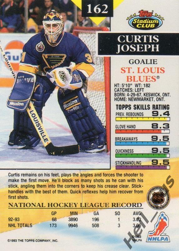 Хоккей Карточка Curtis Joseph/Кертис Джозеф (St. Louis Blues/Сент-Луис) НХЛ/NHL 1