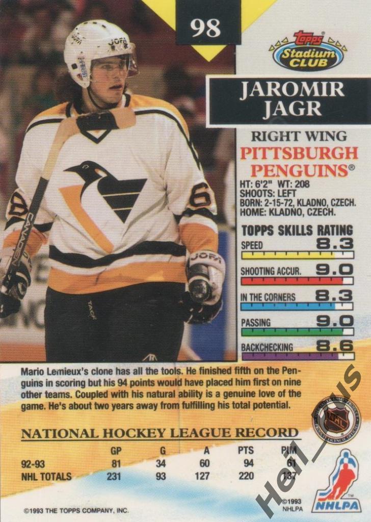 Хоккей Карточка Яромир Ягр Pittsburgh Penguins/Питтсбург, Авангард Омск НХЛ, КХЛ 1