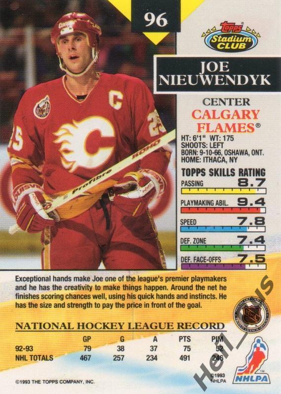 Хоккей. Карточка Joe Nieuwendyk/Джо Ньювендайк (Calgary Flames/Калгари) НХЛ/NHL 1