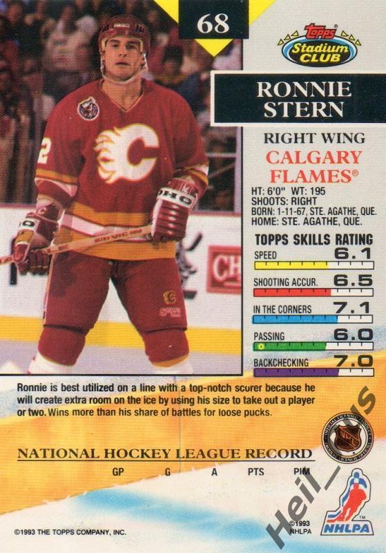 Хоккей Карточка Ronnie Stern/Ронни Штерн (Calgary Flames/Калгари Флэймз) НХЛ/NHL 1