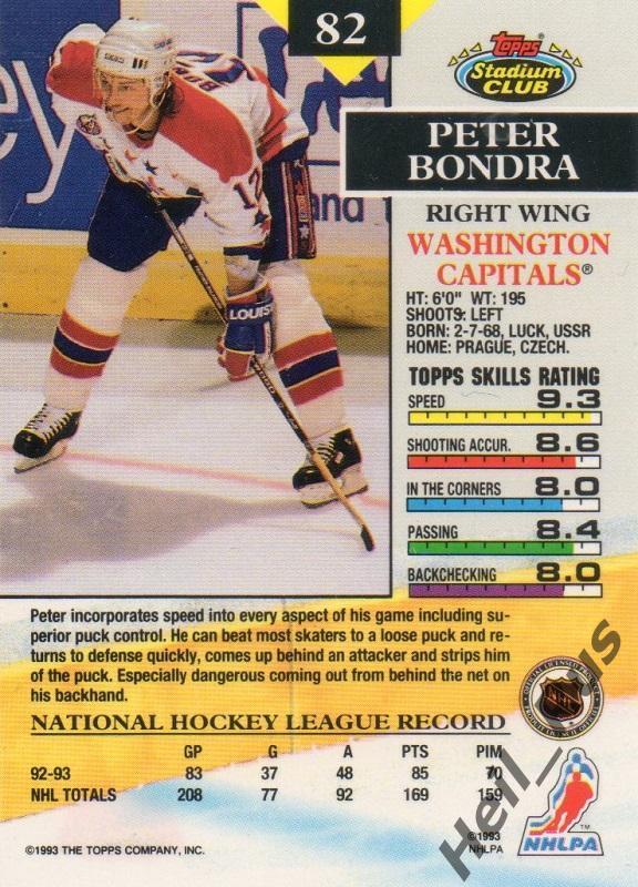 Хоккей. Карточка Peter Bondra/Петер Бондра Washington Capitals/Вашингтон НХЛ/NHL 1