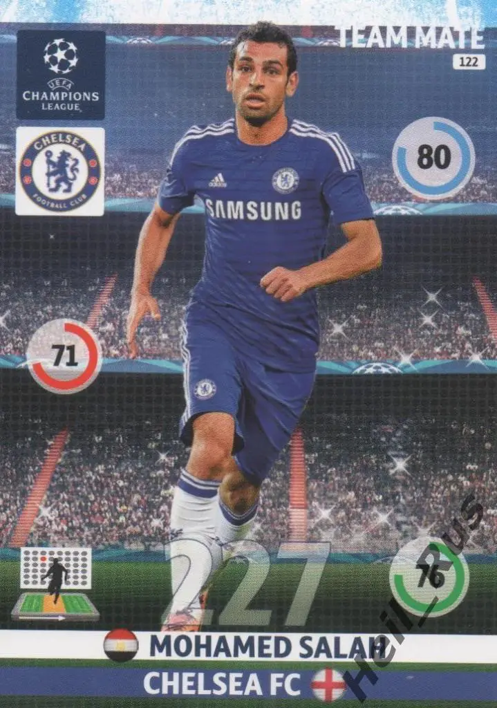 Футбол. Карточка Мохамед Салах (Челси, Ливерпуль) Лига Чемпионов 2014-15 Panini