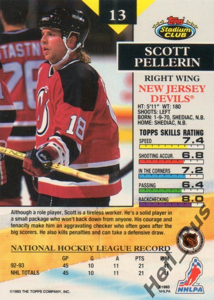 Хоккей Карточка Scott Pellerin/Скотт Пеллерин (New Jersey Devils/Девилз) НХЛ/NHL 1
