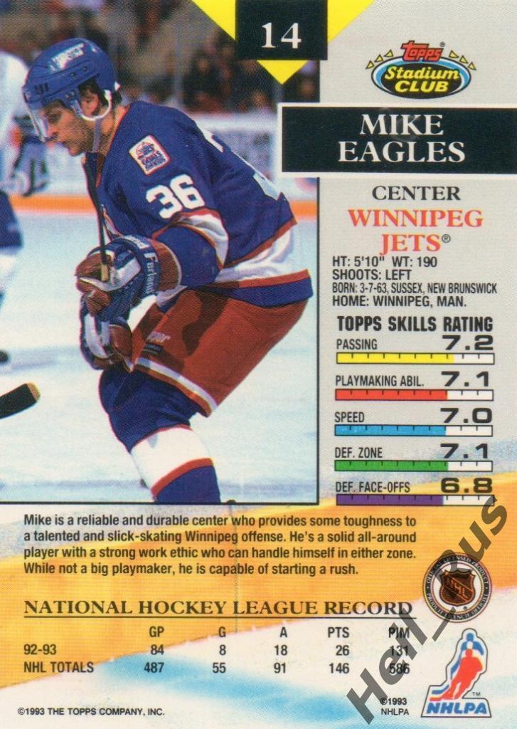 Хоккей. Карточка Mike Eagles / Майкл Иглс (Winnipeg Jets/Виннипег Джетс) НХЛ/NHL 1