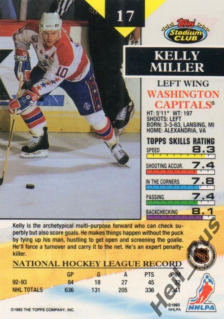 Хоккей. Карточка Kelly Miller/Келли Миллер Washington Capitals/Вашингтон НХЛ/NHL 1