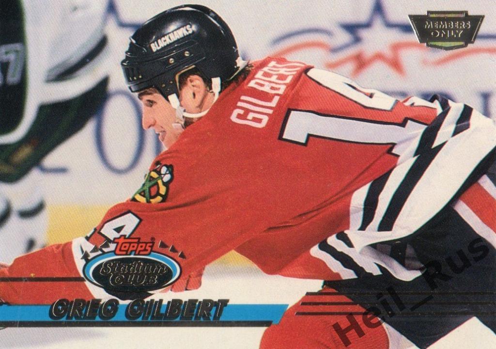 Хоккей. Карточка Greg Gilbert/Грег Жильбер (Chicago Blackhawks / Чикаго) НХЛ/NHL