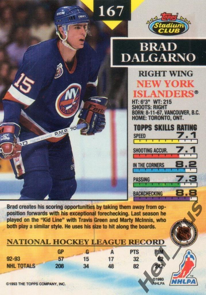 Хоккей Карточка Brad Dalgarno/Брэд Далгарно New York Islanders/Айлендерс НХЛ/NHL 1