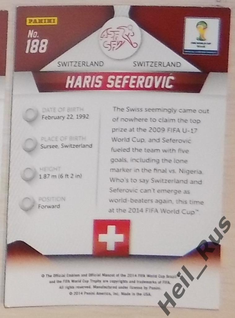 Футбол. Карточка Haris Seferovic/Харис Сеферович (Швейцария) Чемпионат Мира 2014 1