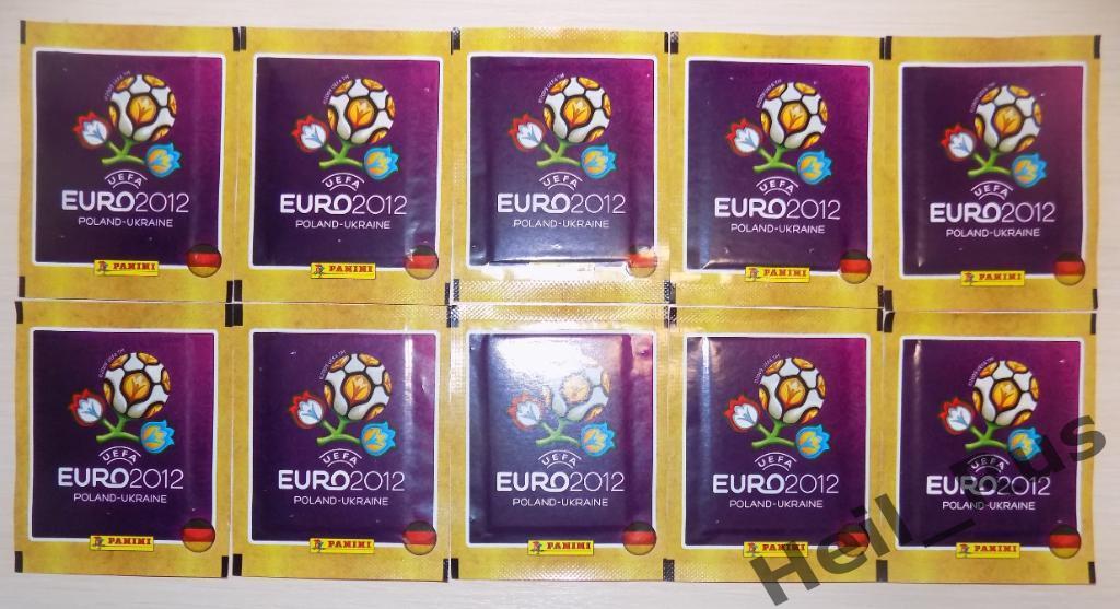 Футбол. 10 запечатанных пакетиков с наклейками PANINI Чемпионат Европы/EURO 2012