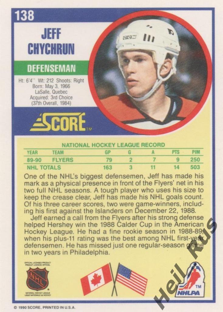 Хоккей. Карточка Jeff Chychrun / Джефф Чикран (Philadelphia Flyers) НХЛ/NHL 1