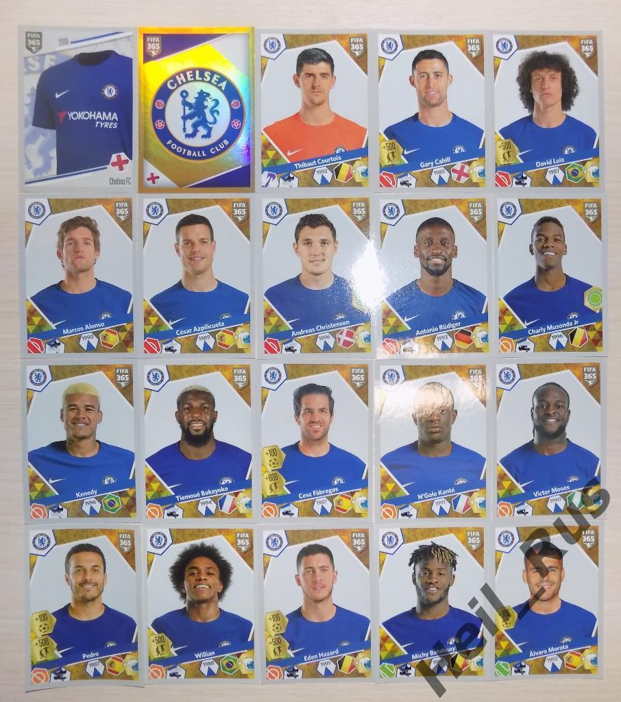 Футбол Chelsea FC / Челси полный комплект из 20 наклеек/стикеров Panini FIFA 365