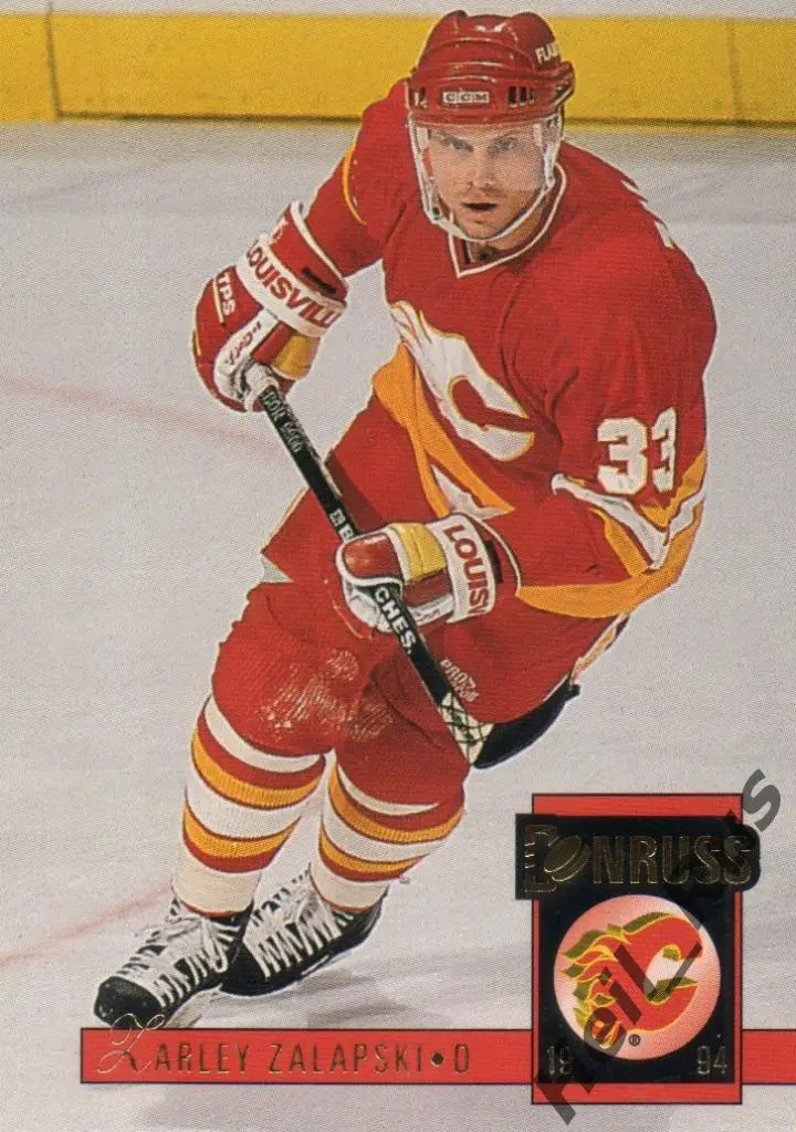 Хоккей. Карточка Zarley Zalapski/Зарли Залапски (Calgary Flames/Калгари) НХЛ/NHL