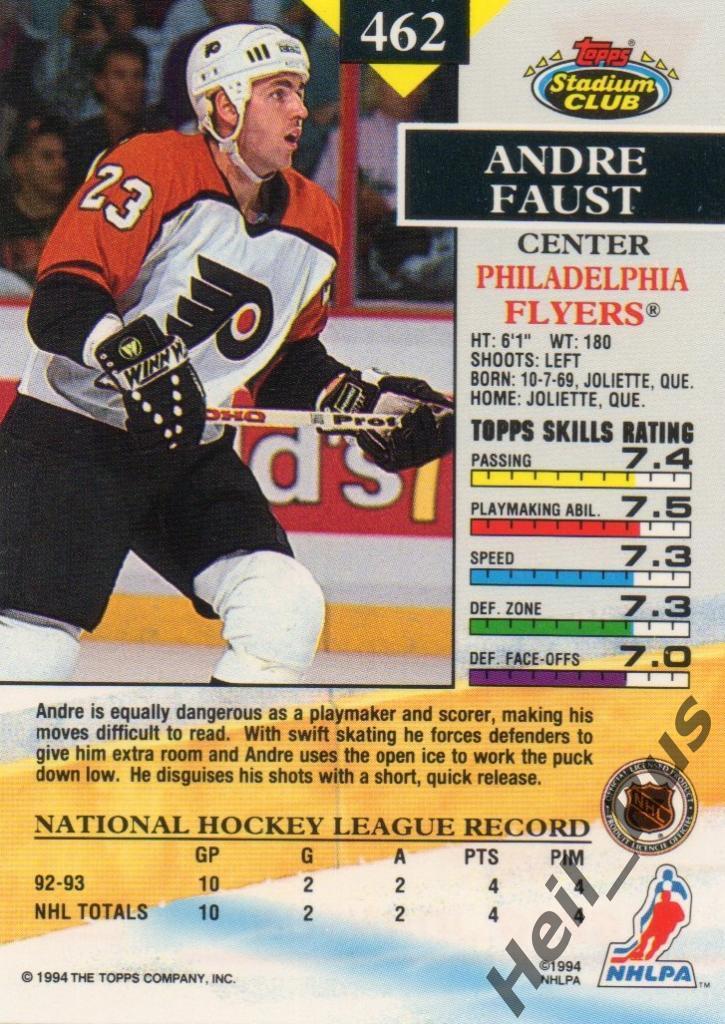 Хоккей. Карточка Andre Faust/Андре Фауст Philadelphia Flyers/Филадельфия НХЛ/NHL 1