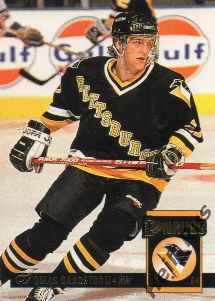 Хоккей. Карточка Tomas Sandstrom / Томас Сандстрем (Pittsburgh Penguins) НХЛ/NHL