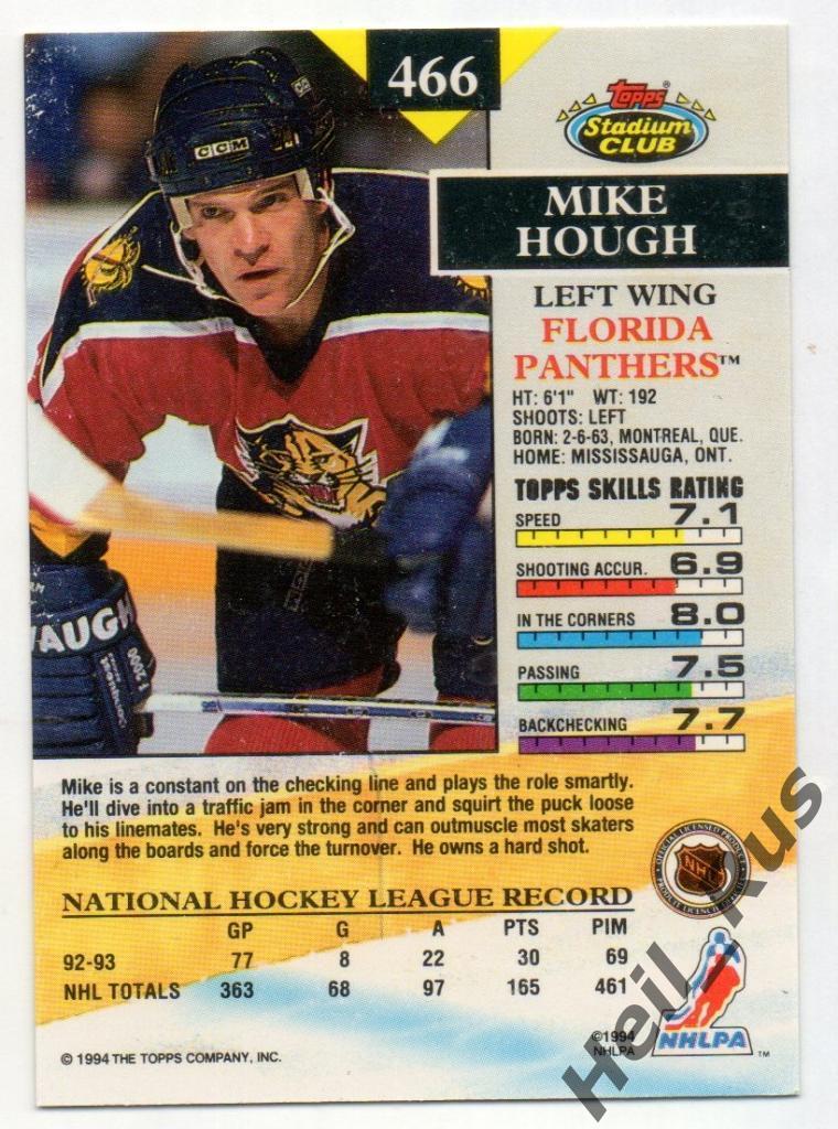 Хоккей. Карточка Mike Hough/Майк Хоу (Florida Panthers/Флорида Пантерз) НХЛ/NHL 1