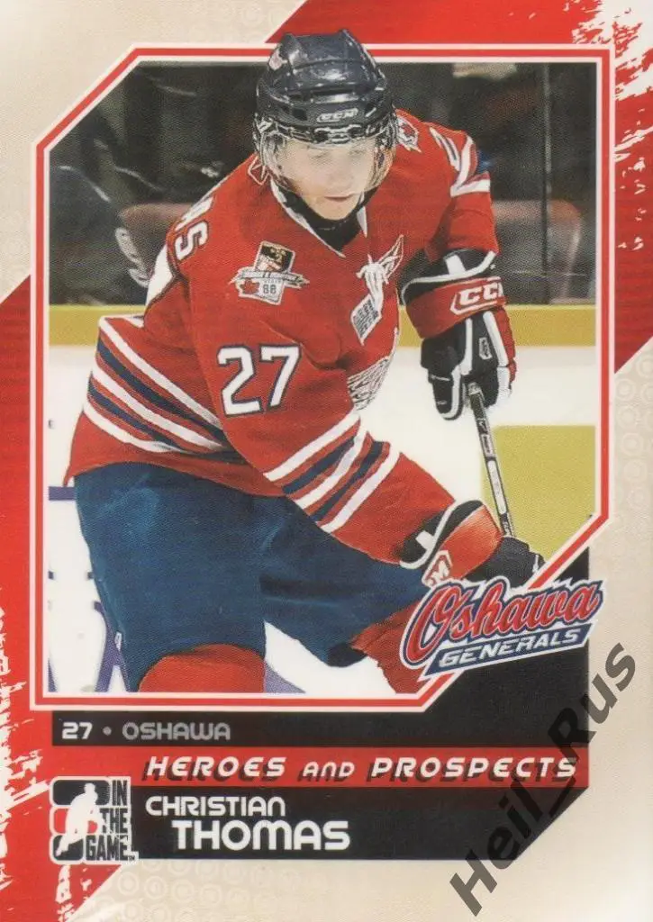 Хоккей Карточка Кристиан Томас Oshawa Generals, Барыс, Трактор Челябинск НХЛ/КХЛ