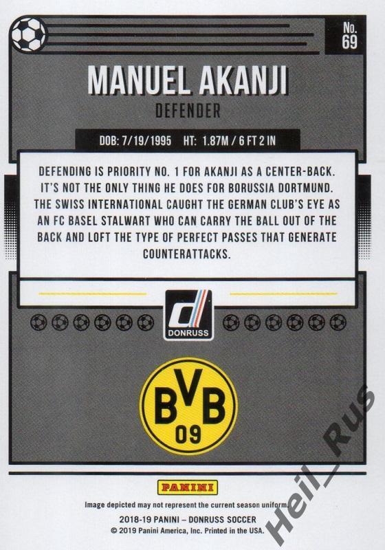 Футбол Карточка Manuel Akanji/Мануэль Аканджи (Боруссия Дортмунд) Panini 2018-19 1
