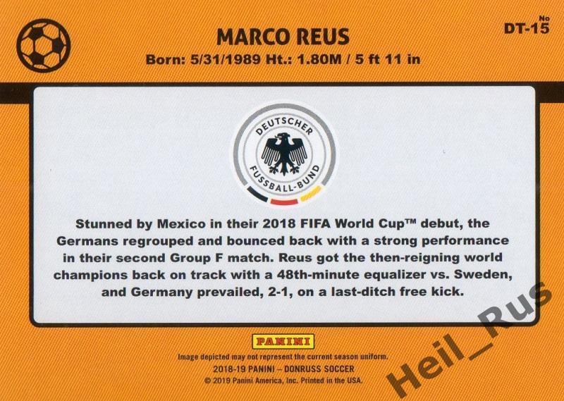 Футбол Карточка Marco Reus/Марко Ройс Германия, Боруссия Дортмунд Panini 2018-19 1