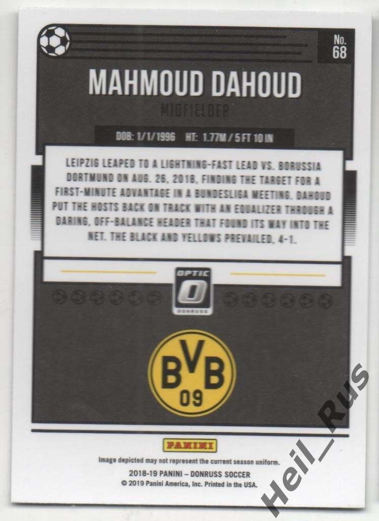 Футбол. Карточка Mahmoud Dahoud/Махмуд Дауд (Боруссия Дортмунд) Panini 2018-19 1