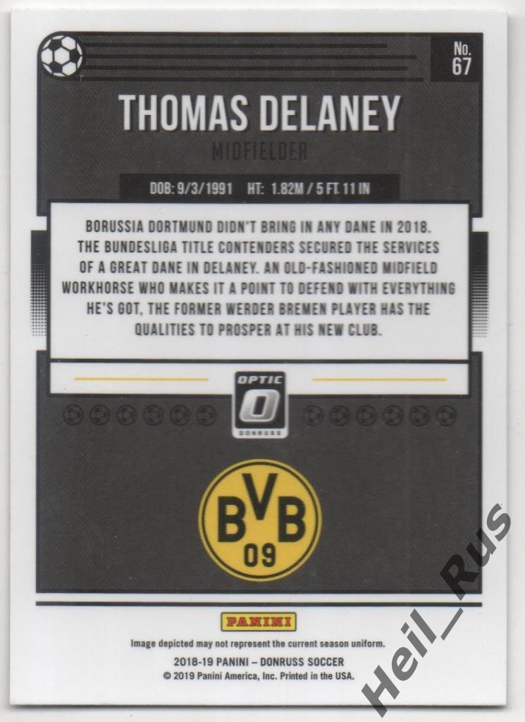 Футбол. Карточка Thomas Delaney/Томас Дилейни (Боруссия Дортмунд) Panini 2018-19 1
