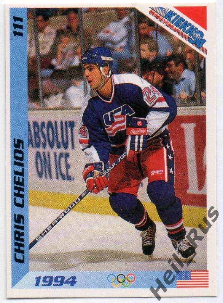 Хоккей. Карточка Chris Chelios/Крис Челиос (USA/США, Chicago Blackhawks) НХЛ/NHL