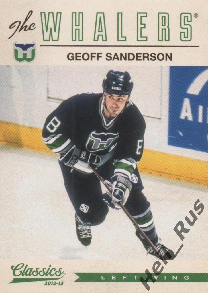 Хоккей. Карточка Geoff Sanderson / Джефф Сэндерсон (Hartford Whalers) НХЛ/NHL