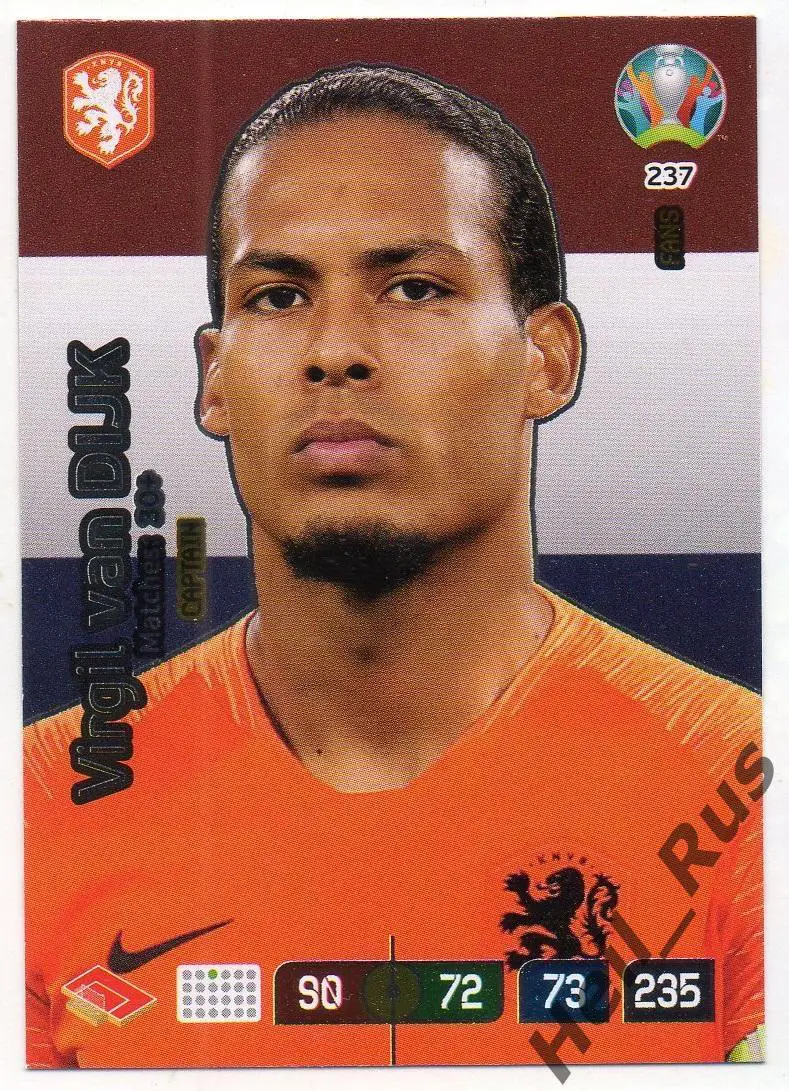 Футбол. Карточка Вирджил ван Дейк (Нидерланды, Ливерпуль) Euro/Евро 2020 Panini