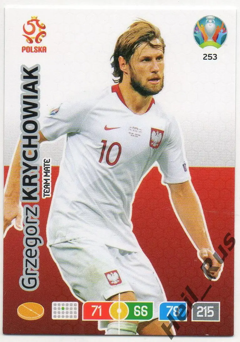 Футбол Карточка Гжегож Крыховяк Польша/Локомотив Москва/Краснодар Euro/Евро 2020